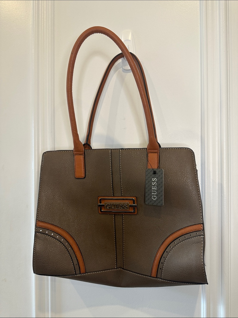 GUESS Brown Tote with Tan Trim